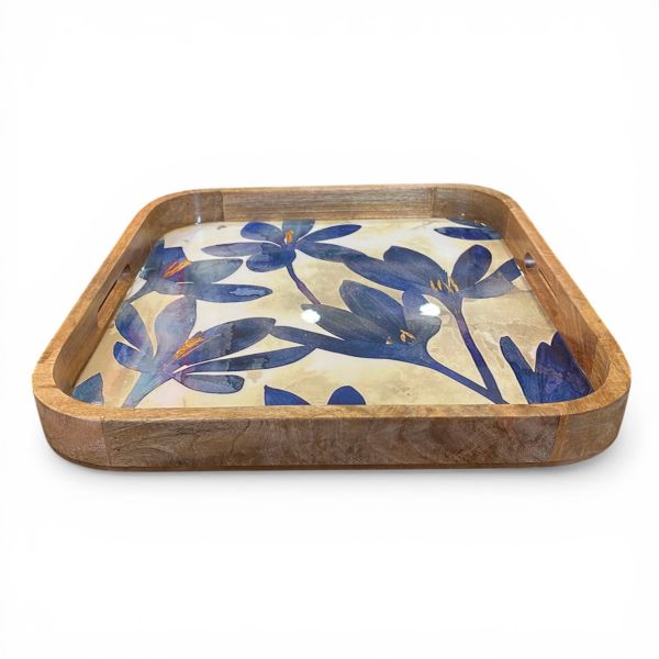 Tablett FLORA BLAU 41x41cm