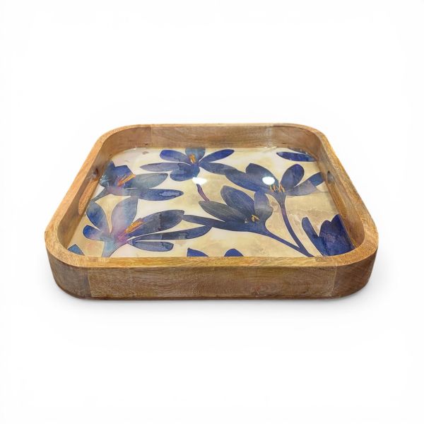 Tablett FLORA BLAU 35x35cm