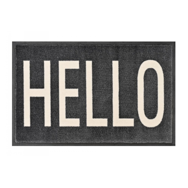 Waschbare Fußmatte HELLO grau