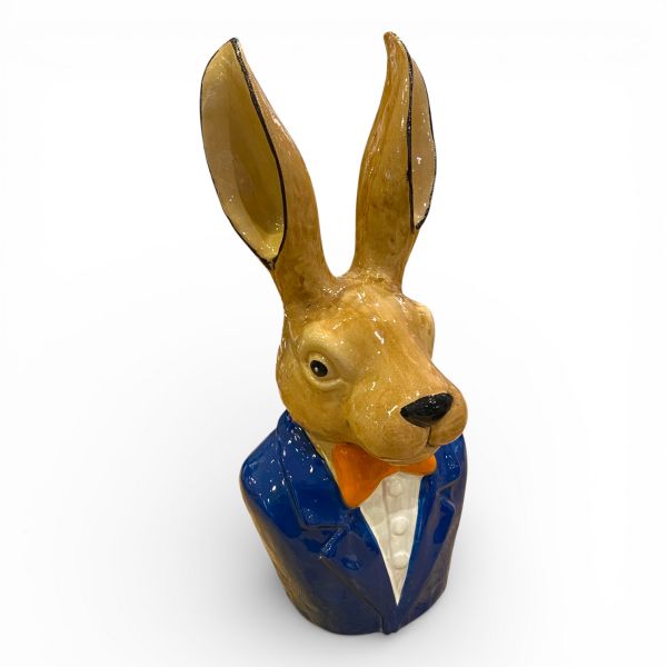 Hasenbüste mit Fliege, blau