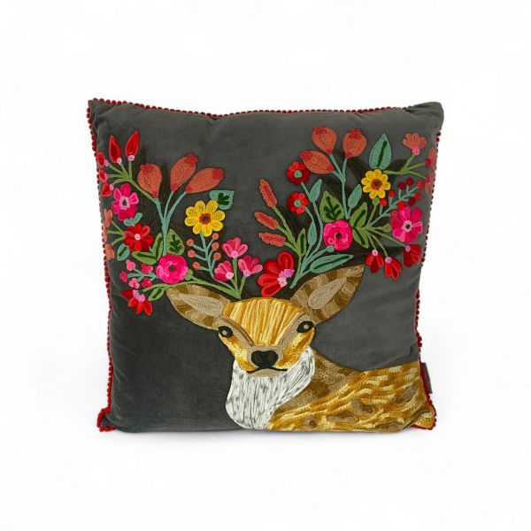 HIRSCH 45x45cm samt-grau