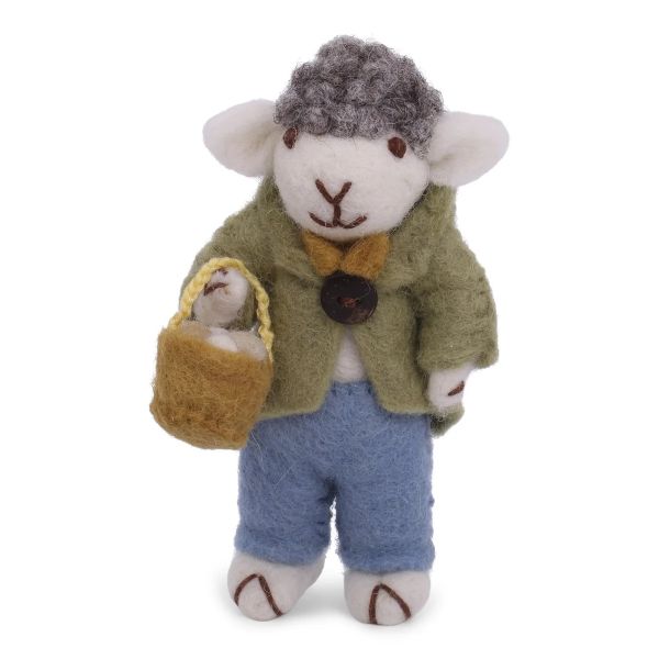 Schaf mit Jacke und Eierkorb