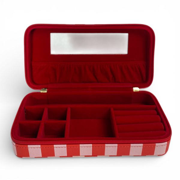 Schmuckbox STRIPES rosa-rot