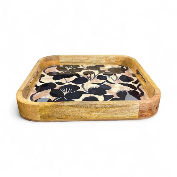 Tablett BLACK BLOOM 35x35cm