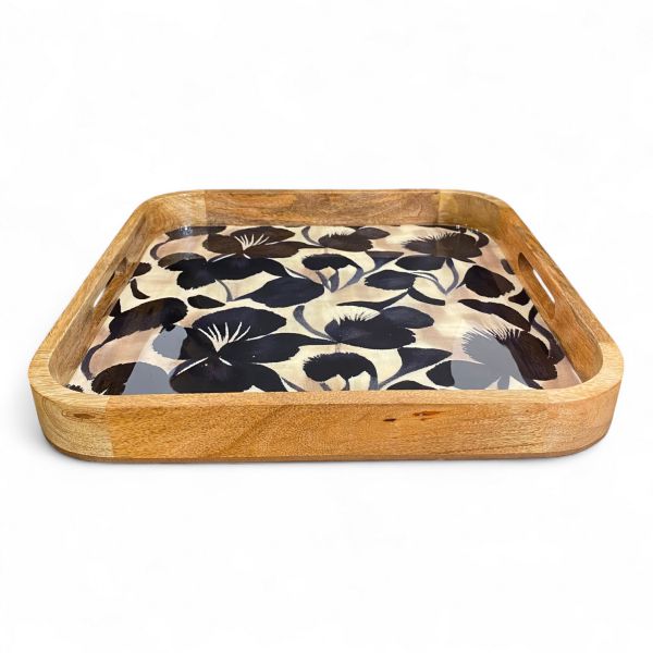 Tablett BLACK BLOOM 41x41cm