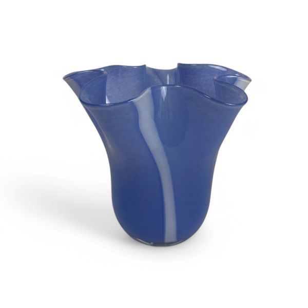 Vase TULIP blau-weiß