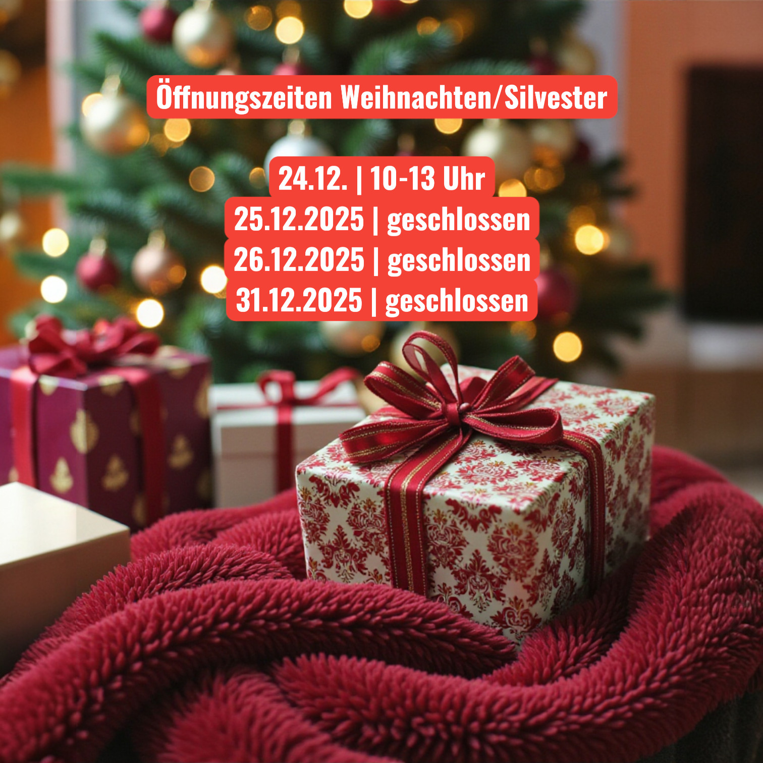 Öffnungszeiten Weihnachten|Silvester