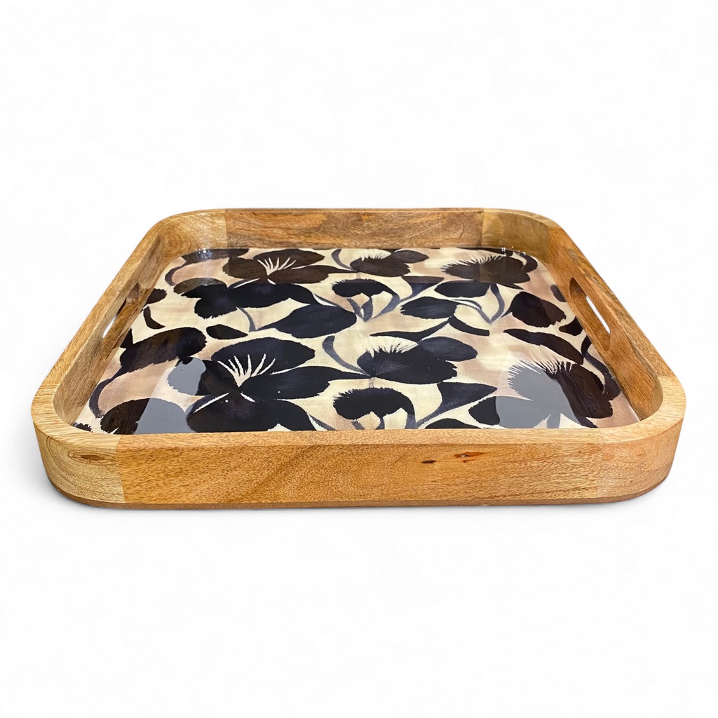 Tablett BLACK BLOOM 35x35cm