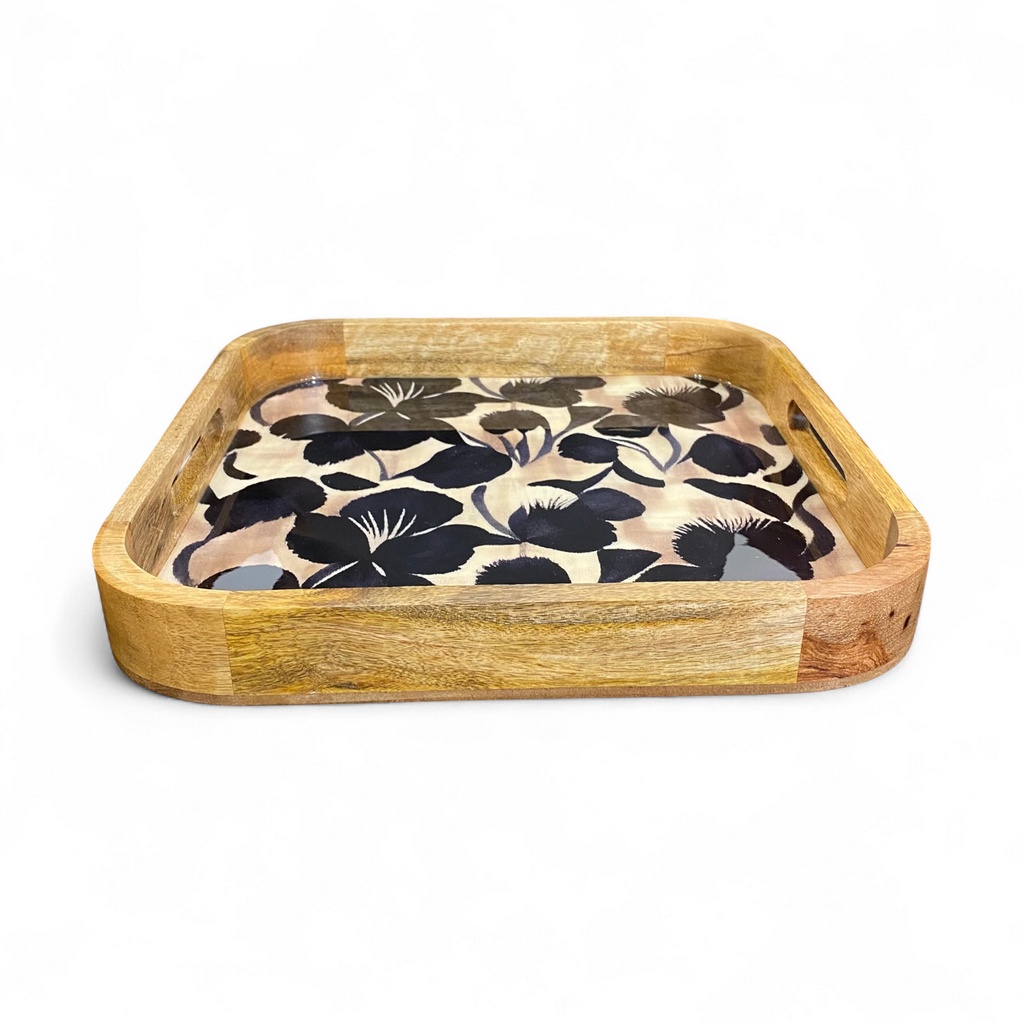 Tablett BLACK BLOOM 41x41cm